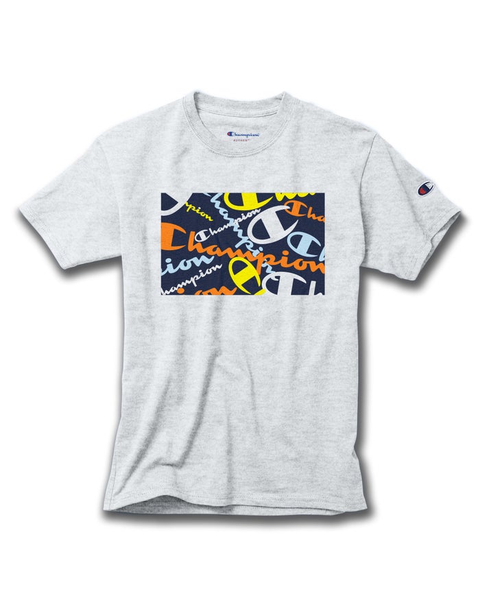 Camiseta Champion Niña - Cotton Scattered Logos ( Gris ) 0964572-MW